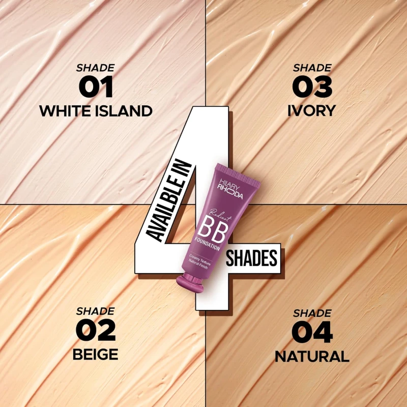 Hilary Rhoda Radiant BB Foundation for Women | 9 to 5 Stay BB Cream | Hides Blemishes & Dark Spots | Blend Easily | Lightweight & Ultra-Creamy Formula | Travel-Friendly & Dewy Finish - 60g (Natural| Shade 04) thumbnail 7